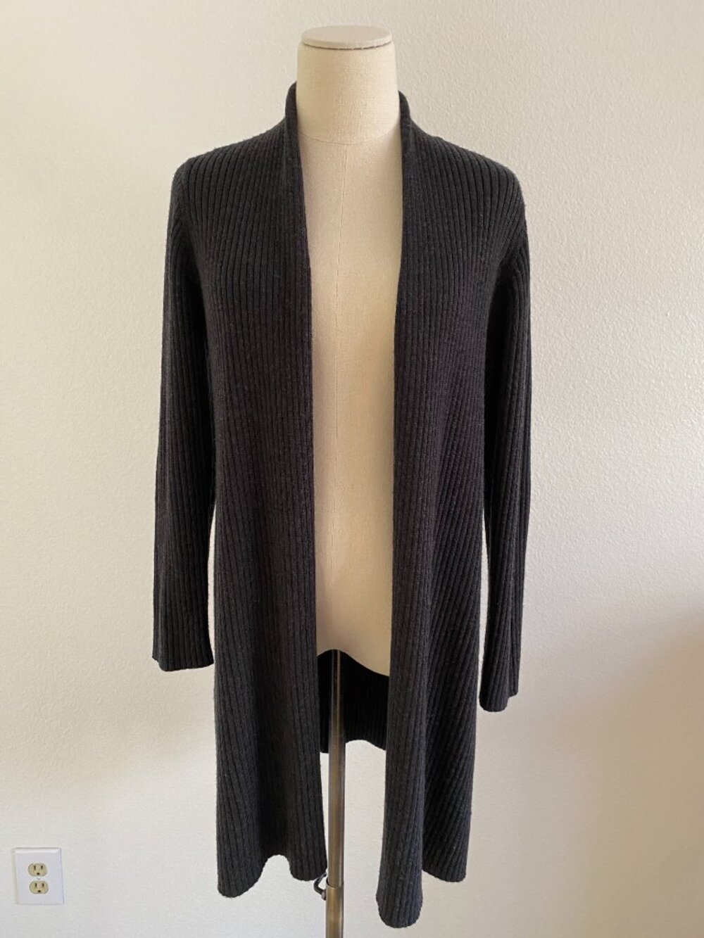Eileen Fisher Merino Wool High Collar Cardigan - M